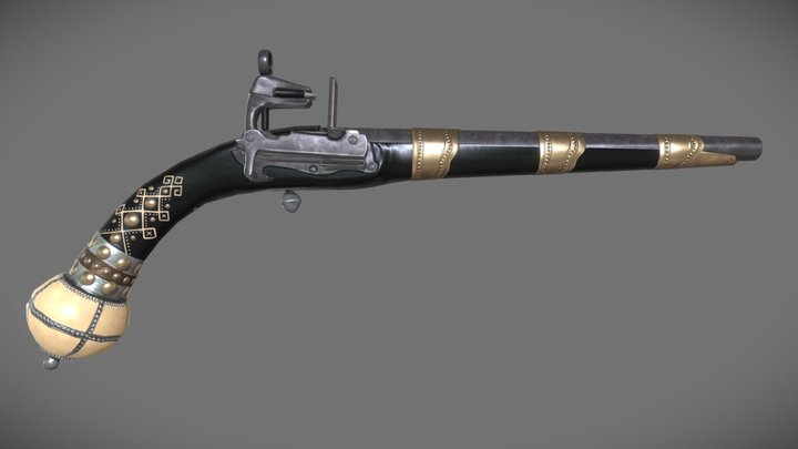 Georgian Flintlock Pistol 3D Model