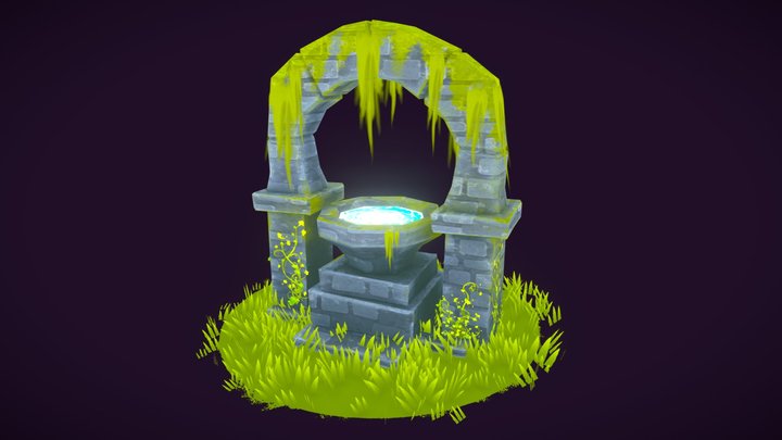 Low poly Stylized 3D art - Altar of Sacred Water 3D Model