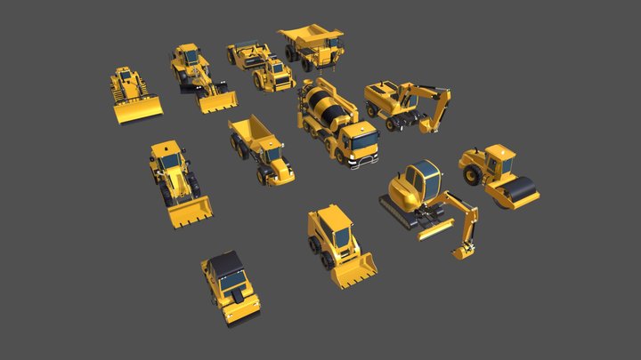 Construction Vehicle Pack( Low poly- game asset) 3D Model