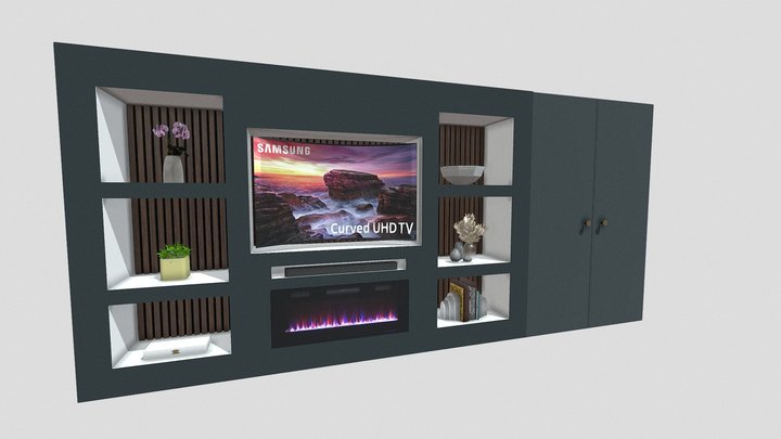 Media_Wall_ Dark_ Panels 3D Model