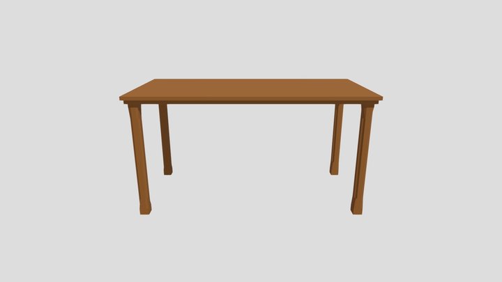 Low Poly, Old-Style Long Table 3D Model