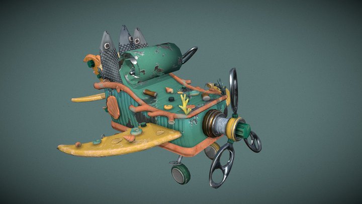 Stylized Tin Plane 3D Model