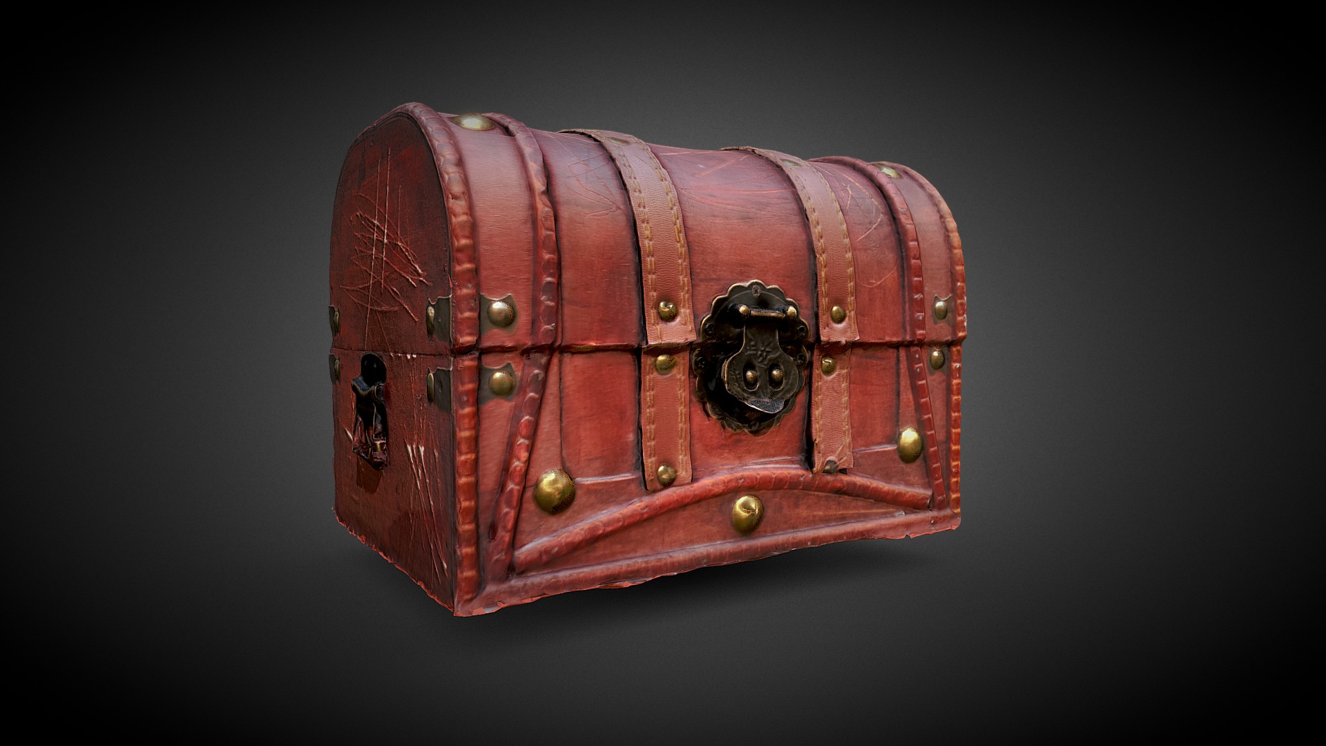 3D model Wooden Chest - This is a 3D model of the Wooden Chest. The 3D model is about a red leather case.
