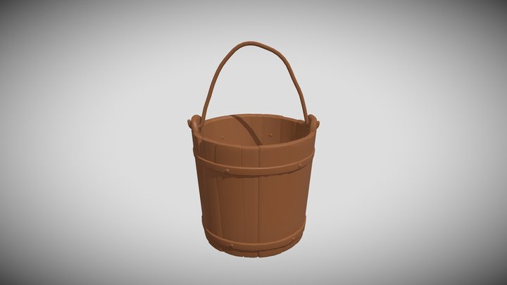Wooden Bucket  4k 3D Model