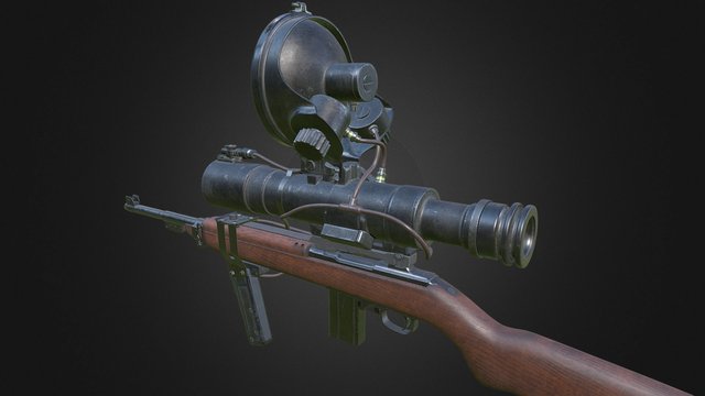 M1 Carbine with Infrared "Snooper" Scope 3D Model