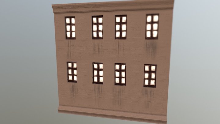 Old Windowed Wall 3D Model