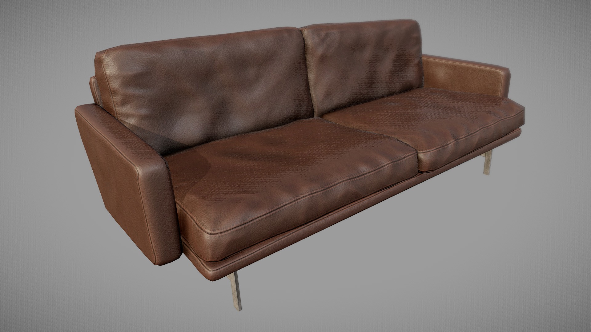 3D model Design Couch 1 – Brown – PBR - This is a 3D model of the Design Couch 1 - Brown - PBR. The 3D model is about a brown leather couch.
