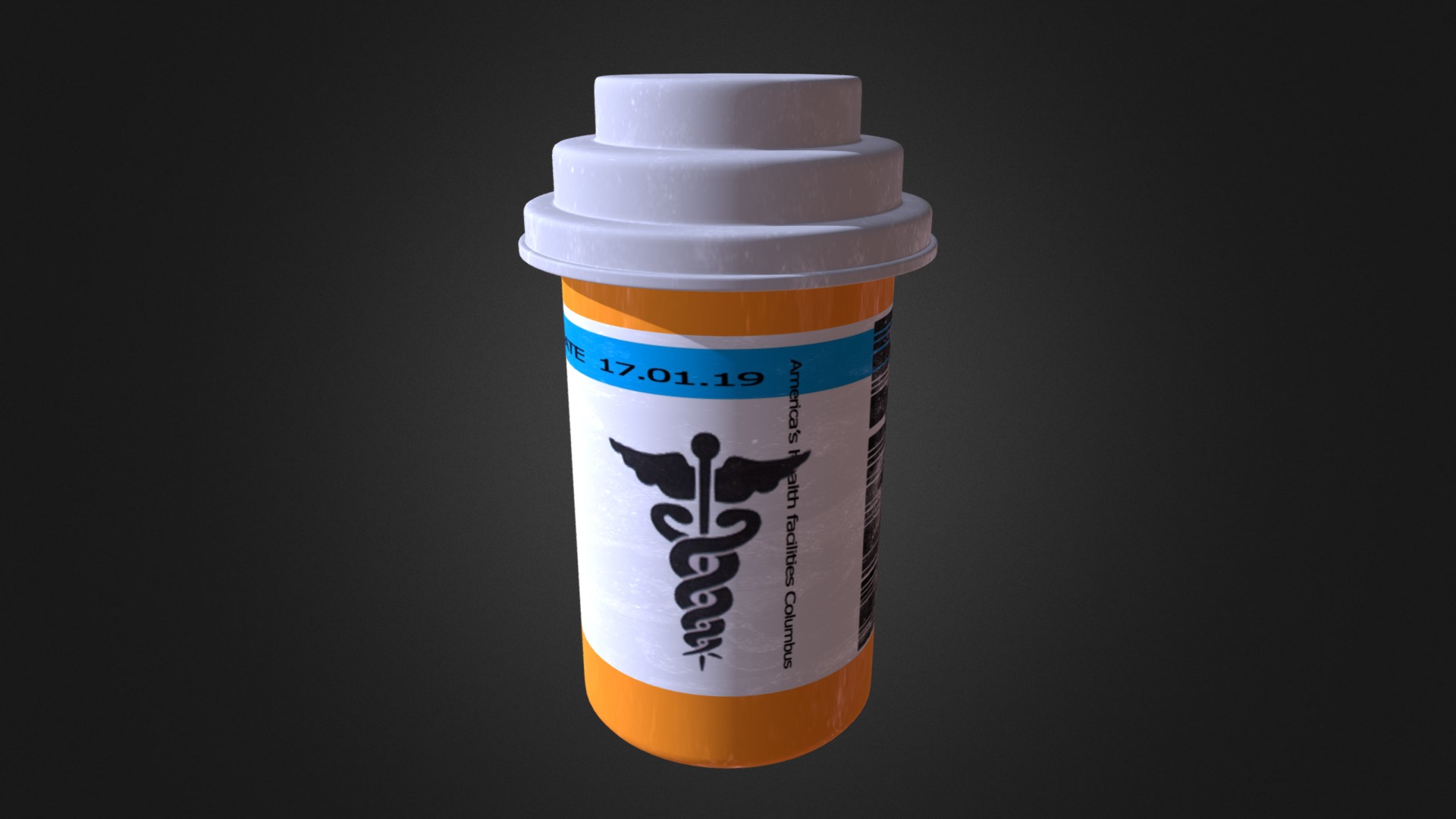 3D model Pain Killer PUBG - This is a 3D model of the Pain Killer PUBG. The 3D model is about a white container with a yellow lid.