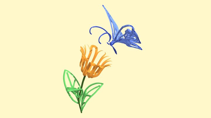 flower and butterfly 3D Model