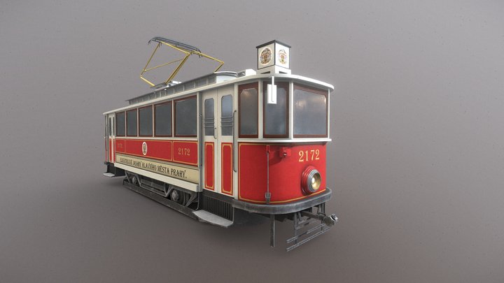 Prague historic tram 3D Model