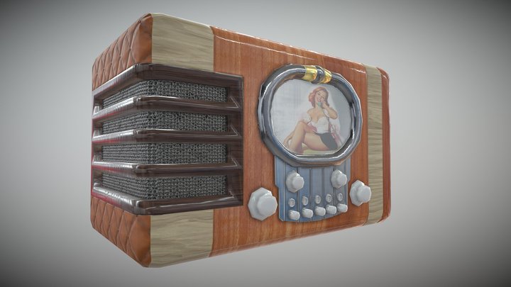 Vintage Radio Pin UP low poly 3D Model