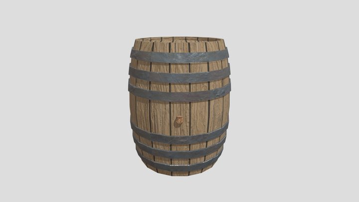 Wooden Barrel 3D Model