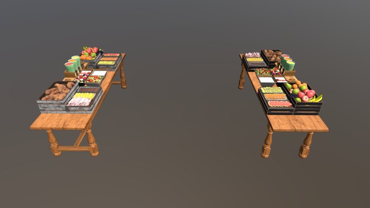 Old Table Animated 3D Model