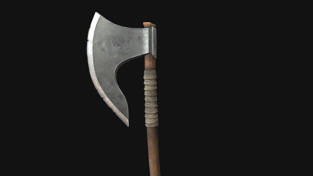 3D model Bearded Axe - This is a 3D model of the Bearded Axe. The 3D model is about a silver and black sword.
