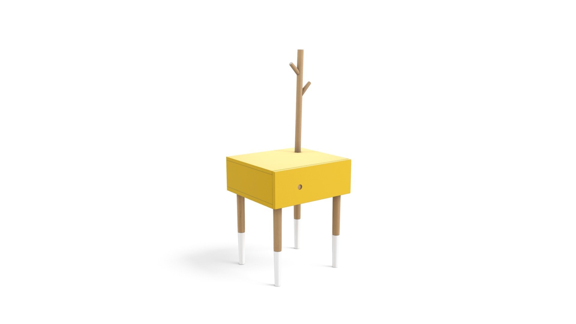 Twig Side Table, Yellow and Oak