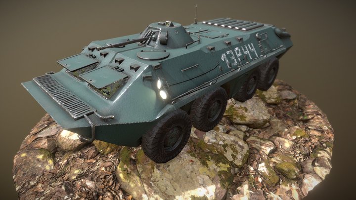 BTR70 Green [RussianWarVehicle] 3D Model