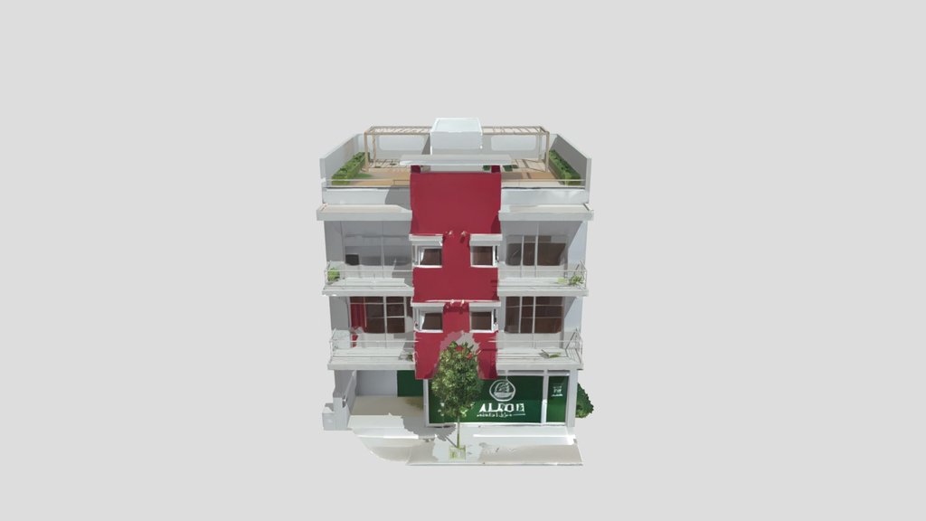 A modern multi-story mixed-use building.