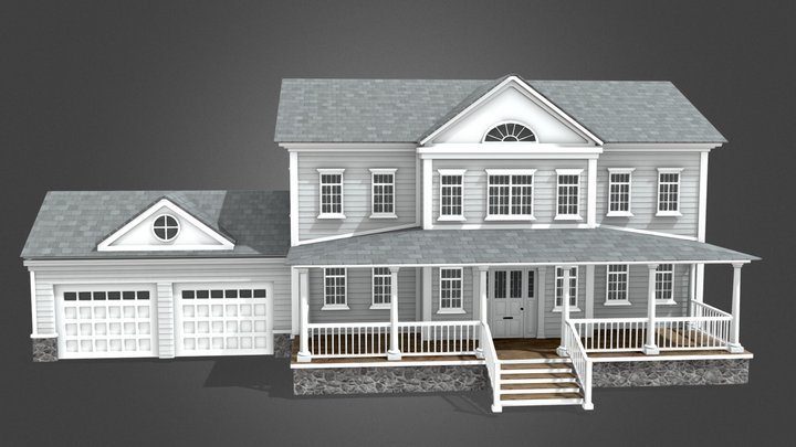 Colonial style House 3D Model