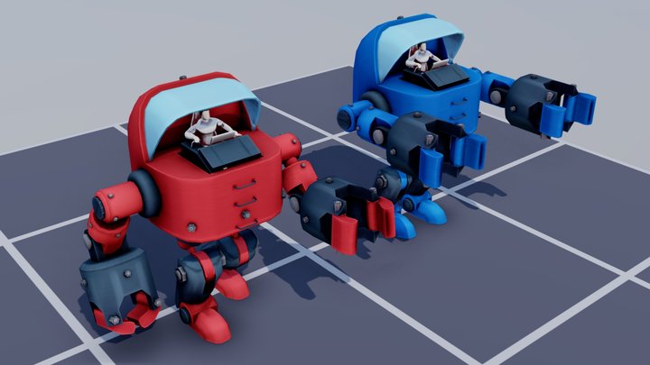 The Grappler mech  (game asset ) 3D Model