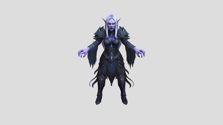 Dark Elf Villain Warcraft Style 3D Model