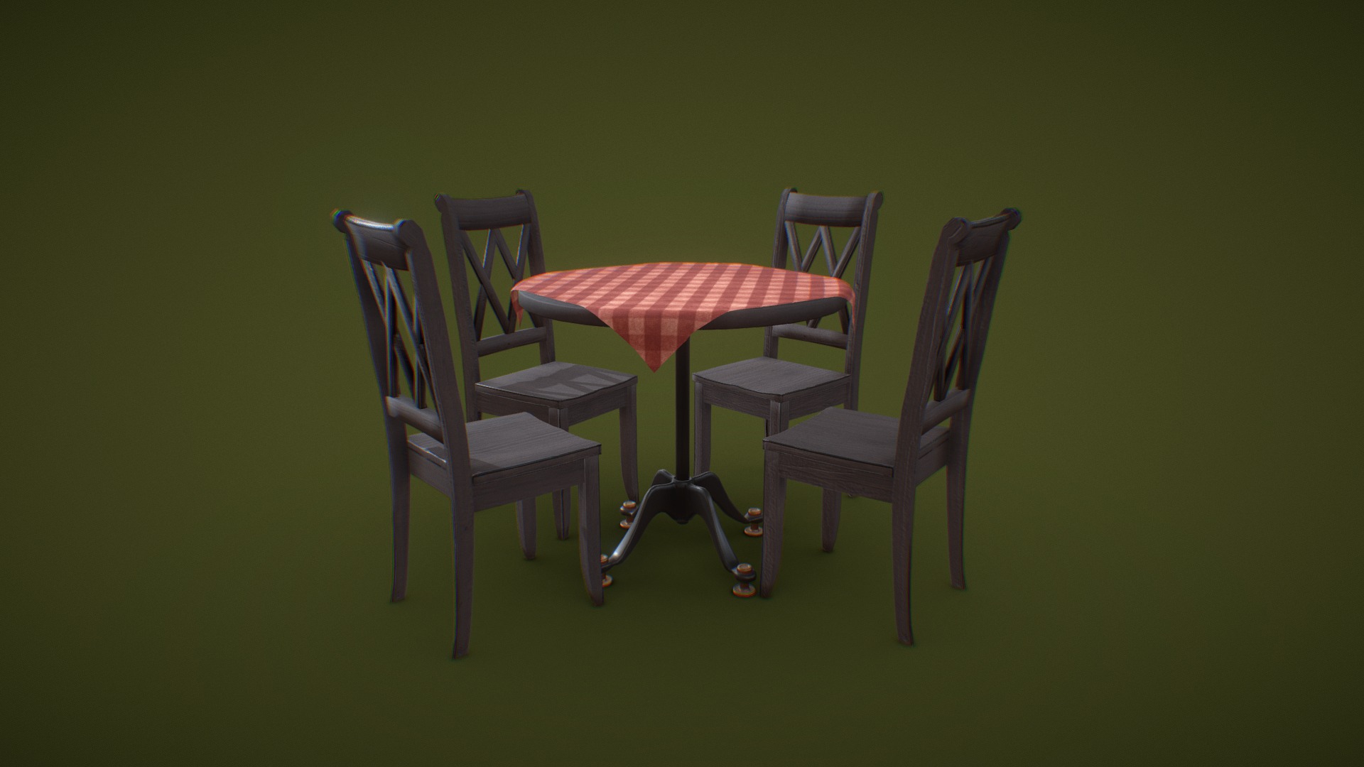 3D model Vintage Cafe Table Set - This is a 3D model of the Vintage Cafe Table Set. The 3D model is about a table and chairs.