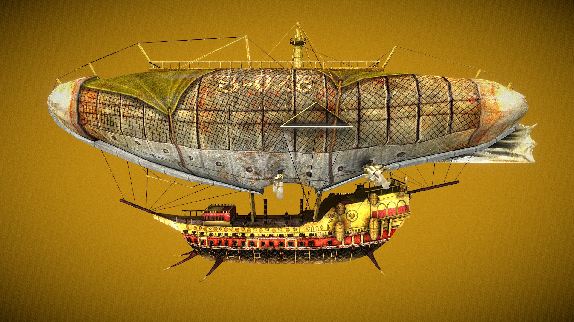 3D model Zeppelin Ship - This is a 3D model of the Zeppelin Ship. The 3D model is about a large ship with a large sail.
