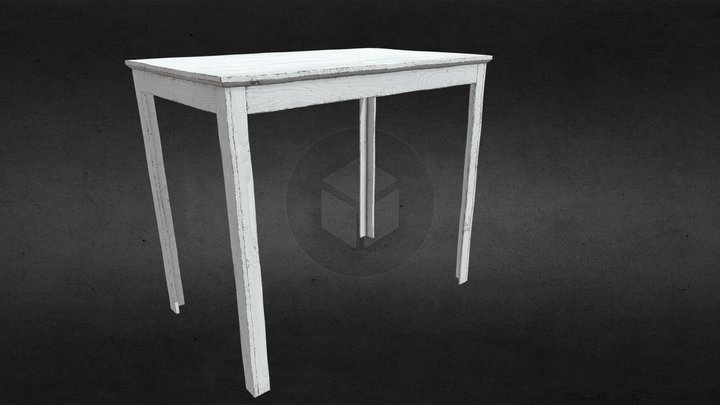 White painted work table 3d model 3D Model
