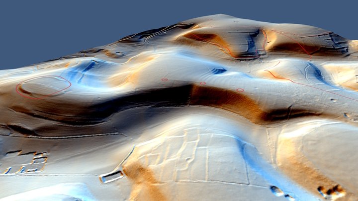 Earthwork and bowl barrows 3D Model