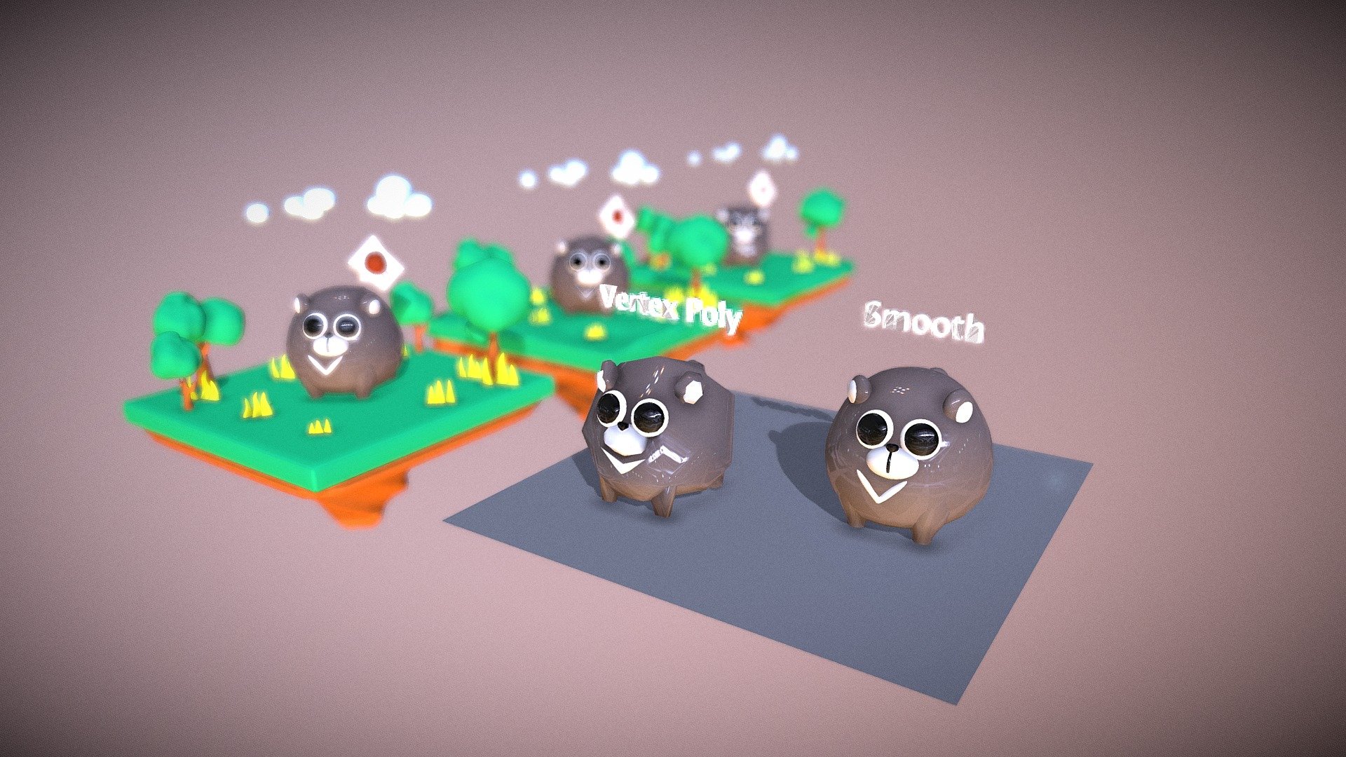 Biological Planet Low Poly Bear 04