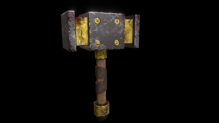 Low Poly Medieval Hammer ( Free ) 3D Model