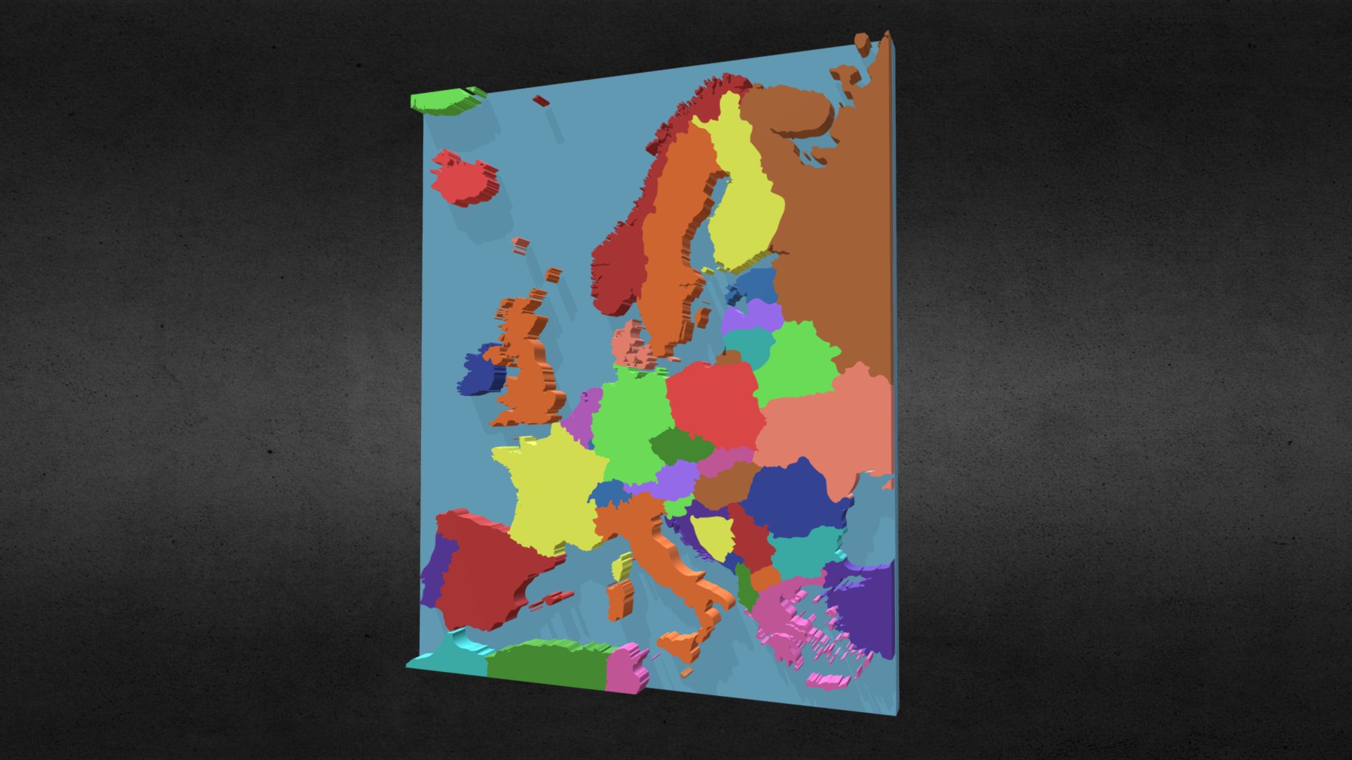 3D model European Continent Map - This is a 3D model of the European Continent Map. The 3D model is about a painting on a table.