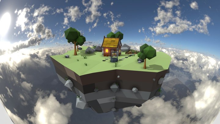 Low Poly Floating island 3D Model
