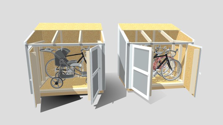 6'x4' Bin & Bike Mini Shed (base model) 3D Model