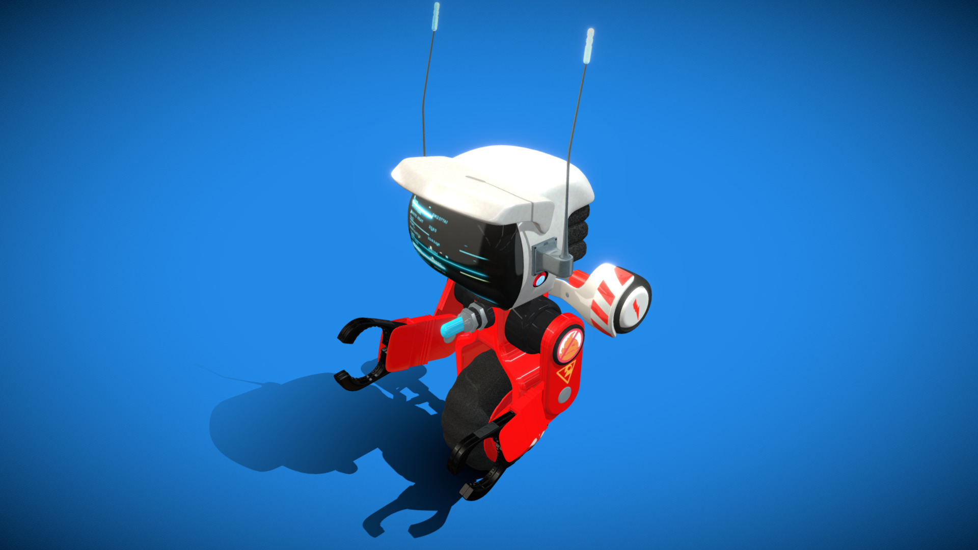 3D model Robo Wheeler 5ZX - This is a 3D model of the Robo Wheeler 5ZX. The 3D model is about a person in a red and white suit with a machine attached to it.