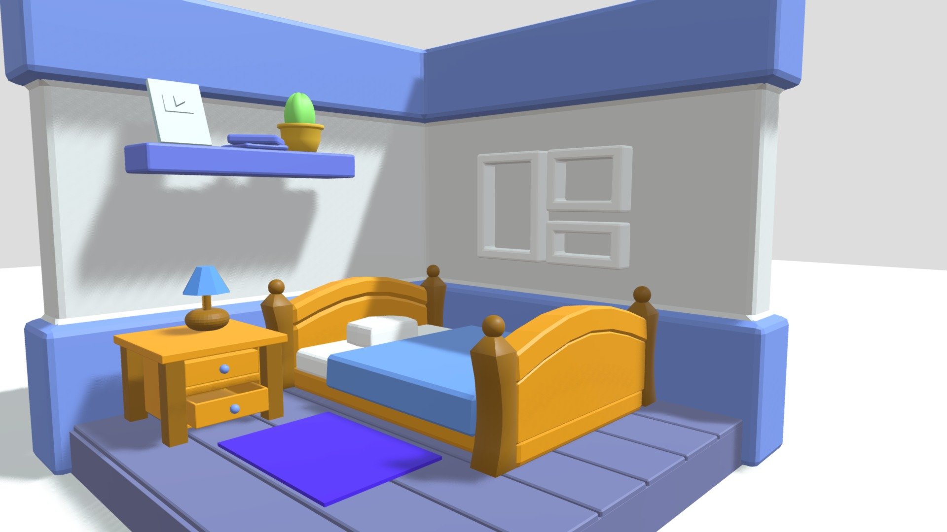 blue cube bedroom - 3D model by nandia (@nandiap1) [5e4a542] - Sketchfab