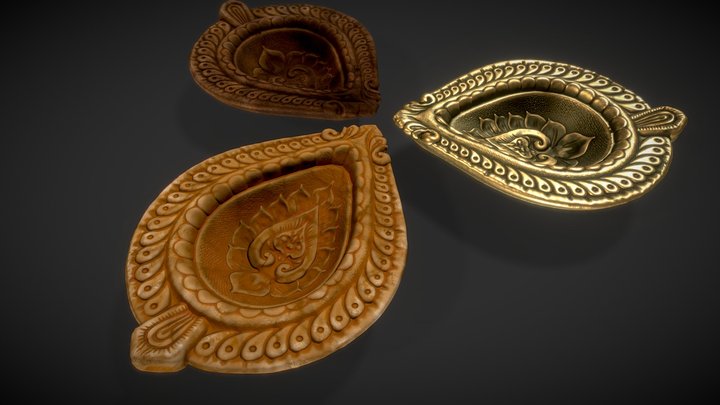 Indian Oil Lamp 3D Model