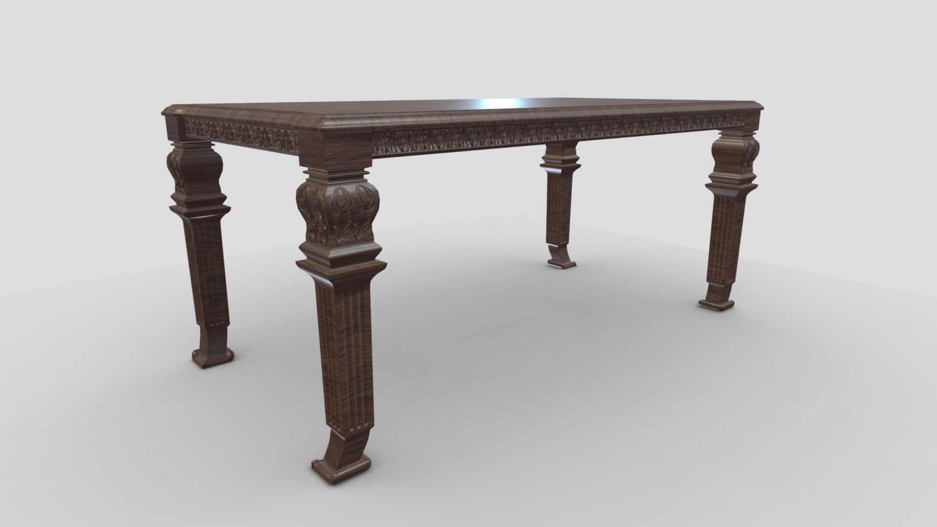 3D model Antique Table 24 - This is a 3D model of the Antique Table 24. The 3D model is about a table with pillars.