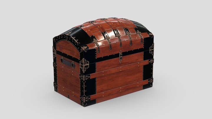 Treasure Chest Box 09 Low Poly PBR Realistic 3D Model