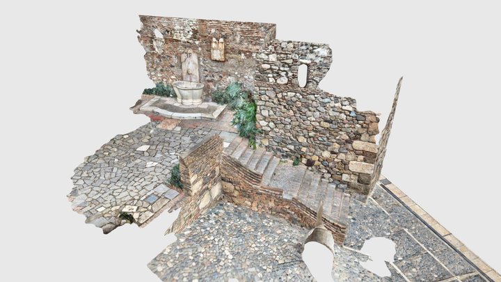 Fountain and stairs, Alcazaba, Malaga 3D Model