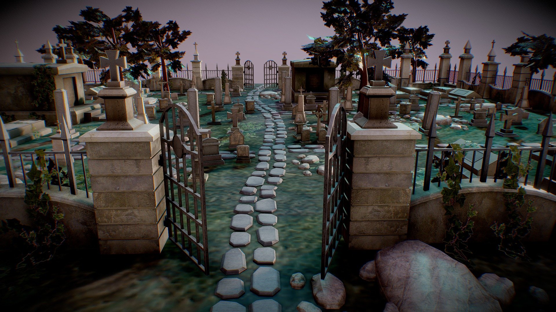 Realistic Graveyard Asset Package - Buy Royalty Free 3D model by ...