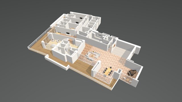 Townhouse 4 Bedroom Apartment 3D Model
