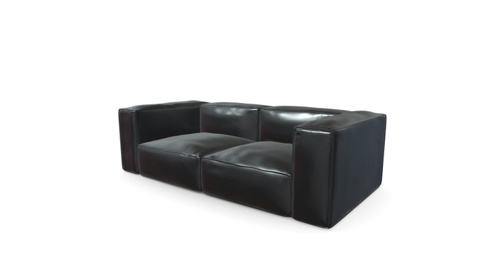 Black leather sofa 3D Model