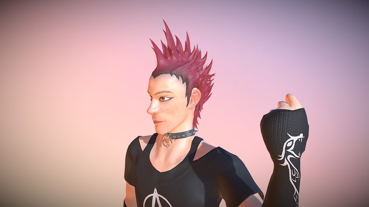 Animated Punk Character 3D Model