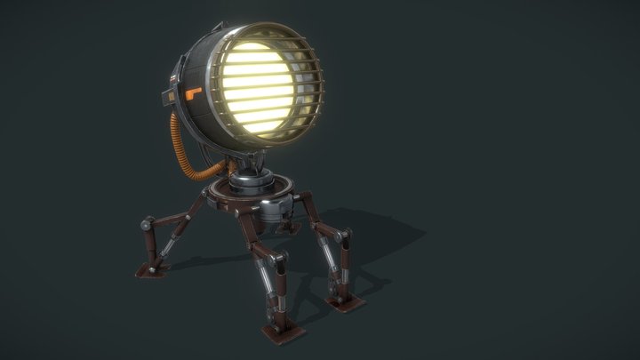 Game Asset: Human sized spot light 3D Model