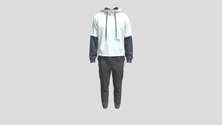 Two Piece Hoodie - Mock-neck Outfit 3D Model