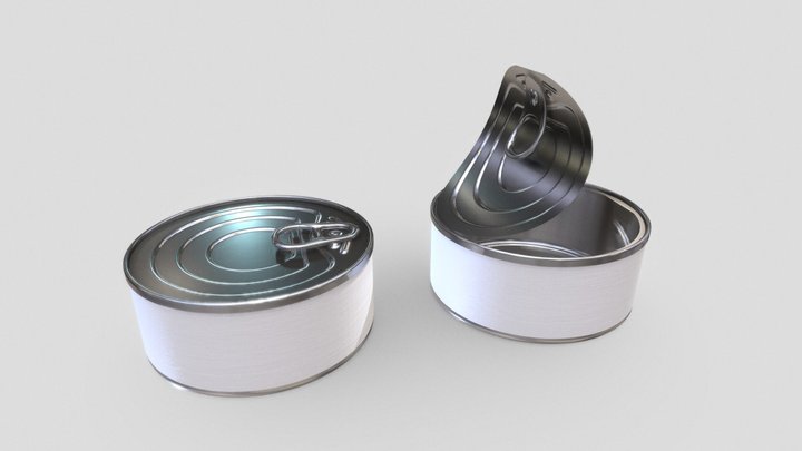 Tuna Can (closed and open) 3D Model