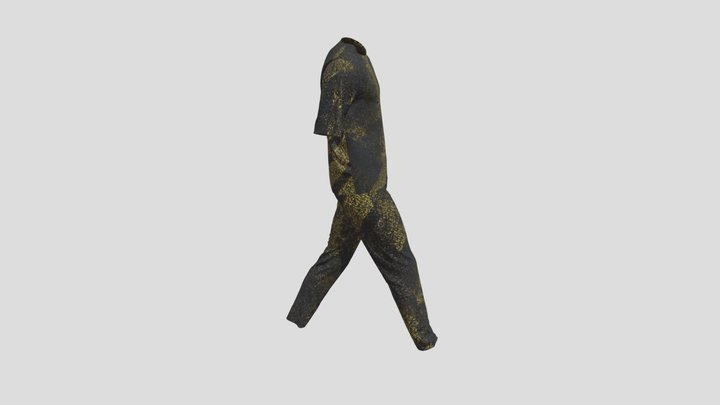 3d t-shirt with character animation walking 3D Model