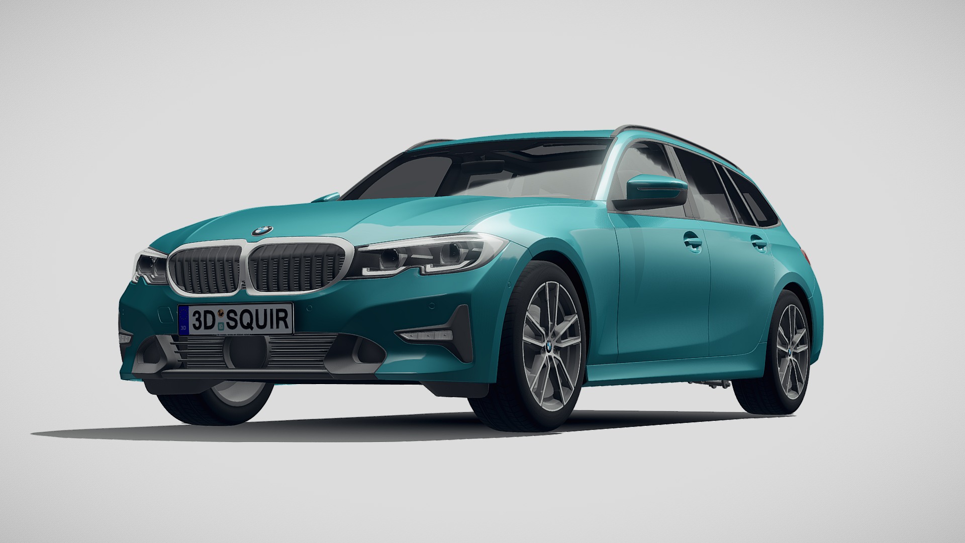 3D model BMW 3 series Touring g21 2020 - This is a 3D model of the BMW 3 series Touring g21 2020. The 3D model is about a blue car with a white background.