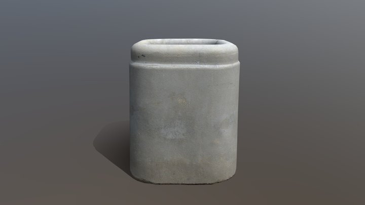 Remeshed Concrete Trashcan 3D Model