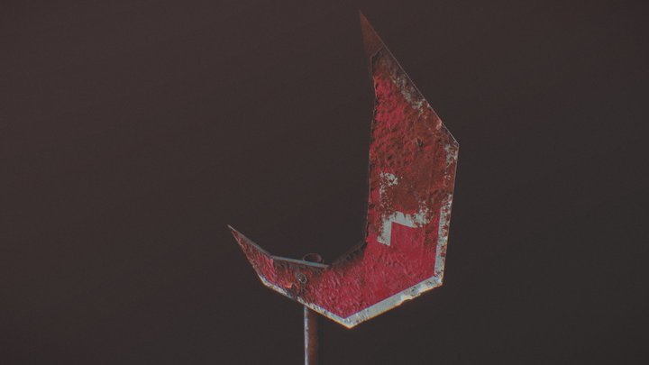 Post-apocalyptic stop sign weapon 3D Model